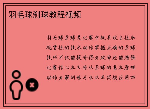 羽毛球刹球教程视频